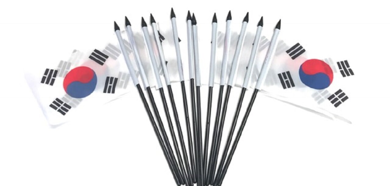 Pack of 12 South Korea Mini Flags – 4"x6" Polyester Desk & Hand Waving Set